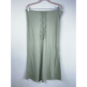 Madewell Midi Slip Skirt Light Green Linen Blend Drawstring Waist Size 14